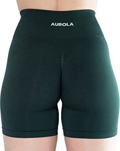 AUROLA Intensify Workout Shorts for Women Seamless Scrunch Short Gym Yoga Running Sport Active Exercise Fitness Shorts Dark Olive