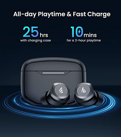 Image of Edifier W240TN Active Noise Cancellation Earbuds with Bluetooth V5.3 - True Wireless Earbuds with Dual Dynamic Drivers - Fast Charging - Custom EQ - Physical Button and App Control - Black
