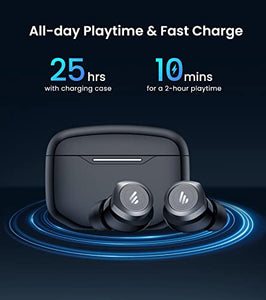 Edifier W240TN Active Noise Cancellation Earbuds with Bluetooth V5.3 - True Wireless Earbuds with Dual Dynamic Drivers - Fast Charging - Custom EQ - Physical Button and App Control - Black