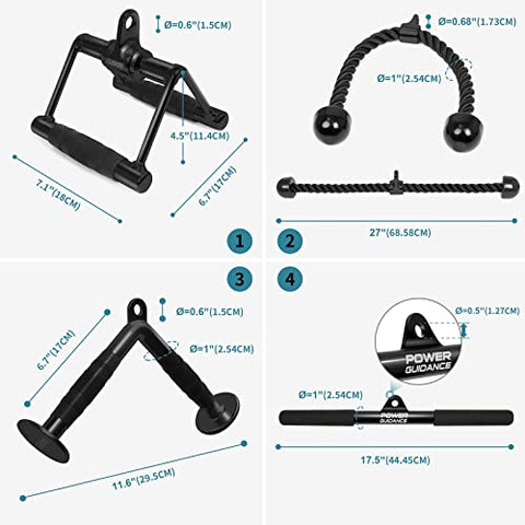 Image of POWER GUIDANCE Triceps Pull Down Attachment, Cable Machine Accessories for Home Gym, LAT Pull Down Attachment Weight Fitness