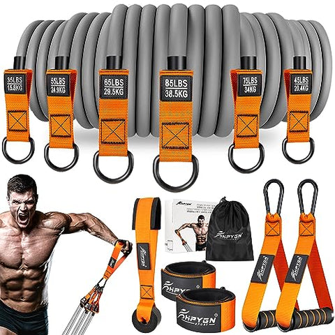 Image of Heavy Resistance Bands 300lbs, Weight Bands for Exercise with Handles, Door Anchor, Carry Bag, Workout Bands for Men, Physical Therapy, Muscle Training, Strength, Slim, Yoga, Home Gym Equipment