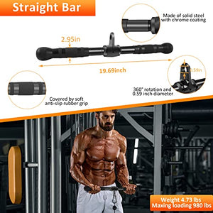 KUKUVI LAT Pulldown Bar Attachments, Cable Machine Accessories for Home Gym, Triceps Rope Pull Down Equipment Weight Fitness & Power Exercise Set for Arm Strength Workout Training