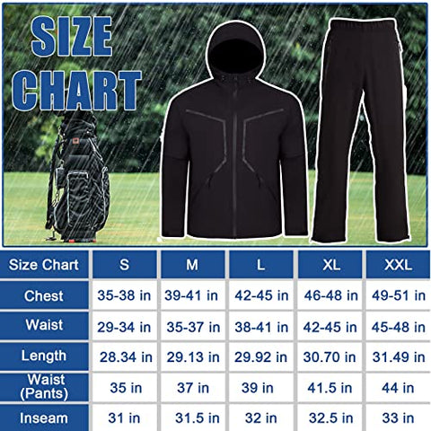 Image of K.E.J. Golf Jacket for Men Waterproof Golf Rain Suits Lightweight Golf Rain Jacket and Pants Performance Golf Gear Raincoat for All Sports