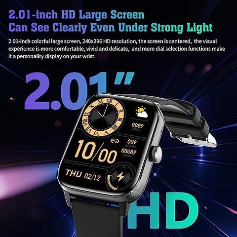 Image of FUTURESIGNAL 2.01”Smart Watch for Answer Make Calls, Waterproof Fitness Tracker with AI Voice Heart Rate Blood Glucose Body Thermometer SpO2 Sleep Monitor 100 Sport Modes (Black)