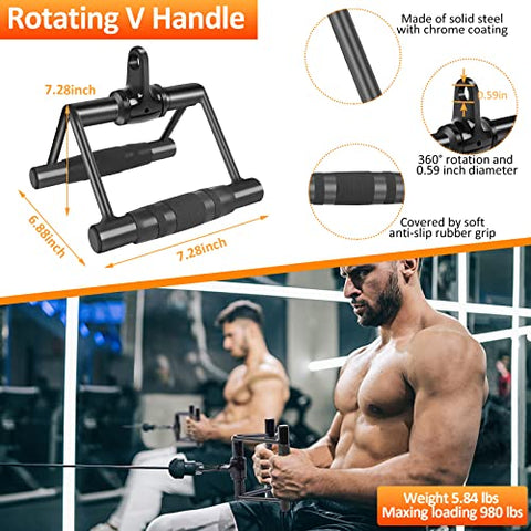 Image of KUKUVI LAT Pulldown Bar Attachments, Cable Machine Accessories for Home Gym, Triceps Rope Pull Down Equipment Weight Fitness & Power Exercise Set for Arm Strength Workout Training