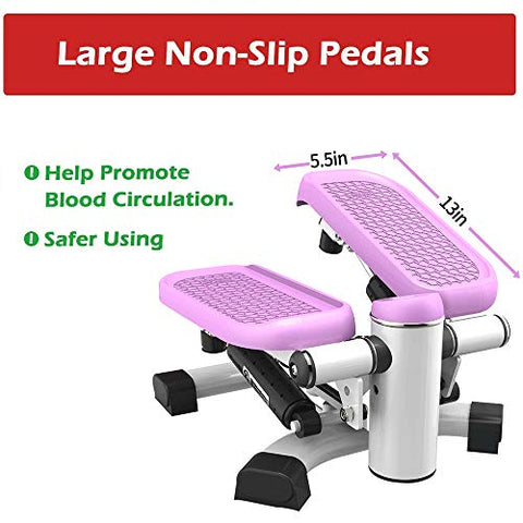 leikefitness Premium Portable Climber Stair Stepper & Waist Fitness Twister Step Machine with LCD Monitor ST6600-1(Pink)