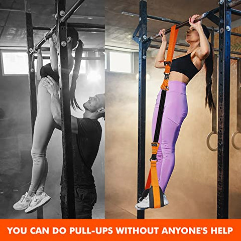 Image of Pull Up Assistance Bands, Heavy Duty Resistance Band for Pull Up Assist, Adjustable Weight/Size with Fabric Feet/Knee Rest, Bands for Pull Up Assist for Strength Training, Patented Pull Up Assist Band
