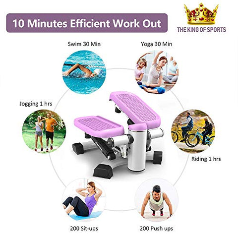 Image of leikefitness Premium Portable Climber Stair Stepper & Waist Fitness Twister Step Machine with LCD Monitor ST6600-1(Pink)