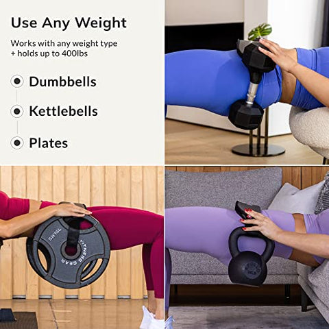 Bellabooty Exercise Hip Thrust Belt, Easy to Use with Dumbbells, Kettlebells, or Plates, Slip-Resistant Padding that Protects Your Hips for the Gym, Home Workouts, or On the Go