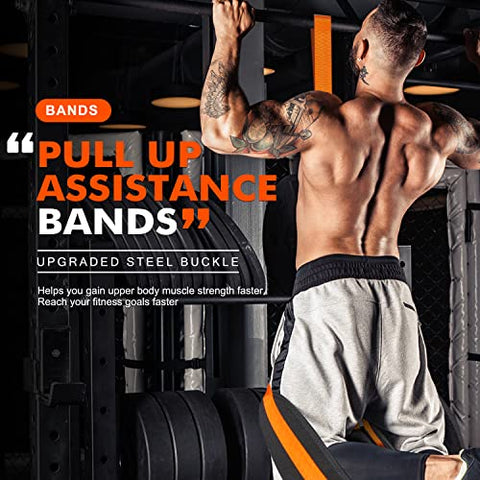 Image of Pull Up Assistance Bands, Heavy Duty Resistance Band for Pull Up Assist, Adjustable Weight/Size with Fabric Feet/Knee Rest, Bands for Pull Up Assist for Strength Training, Patented Pull Up Assist Band