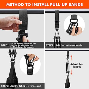Pull Up Assistance Bands, Heavy Duty Resistance Band for Pull Up Assist, Adjustable Weight/Size with Fabric Feet/Knee Rest, Bands for Pull Up Assist for Strength Training, Patented Pull Up Assist Band