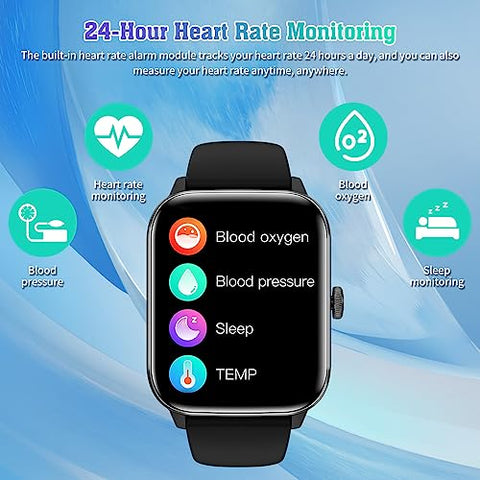Image of FUTURESIGNAL 2.01”Smart Watch for Answer Make Calls, Waterproof Fitness Tracker with AI Voice Heart Rate Blood Glucose Body Thermometer SpO2 Sleep Monitor 100 Sport Modes (Black)
