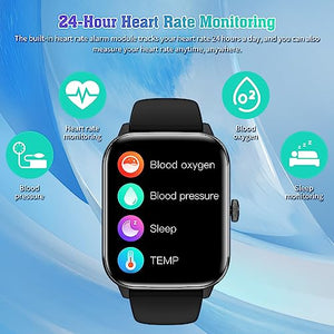FUTURESIGNAL 2.01”Smart Watch for Answer Make Calls, Waterproof Fitness Tracker with AI Voice Heart Rate Blood Glucose Body Thermometer SpO2 Sleep Monitor 100 Sport Modes (Black)