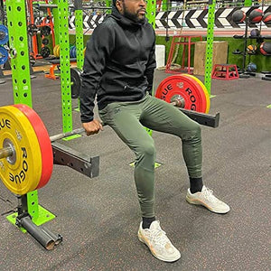 BROKIG Mens 3 Pack Lightweight Running Gym Jogger Pants,Men's Workout Sweatpants Zip Pocket (Large, Black-Beige-Army Green)