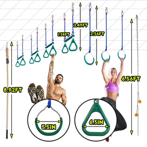 Perantlb Indoor Ninja Warrior Obstacle Course for Adults, Ninja Slackline Includes 7 Hanging Attachments，Roof Strength Training Set, which can Enhance arm Strength.